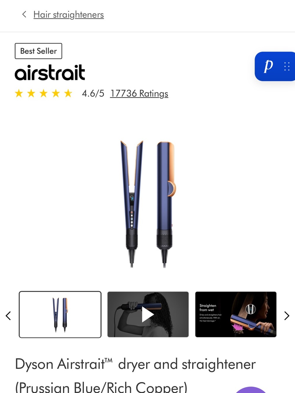 Dyson Airstrait Prussian Blue/Rich Copper
